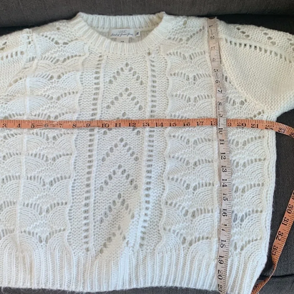 L.O.G.G. Open knit crew neck mohair sweater sz med Like New